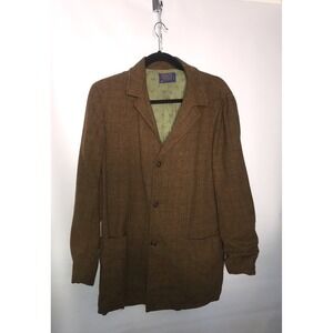 Pendleton Vintage Blazer Men 37 Virgin Wool Brown Red Check Blazer Jacket Plaid